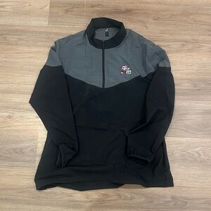 adidas Men's Black and Gray Half-Zip Pullover Jacket